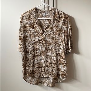 Amuse Society Leopard Button Up Blouse